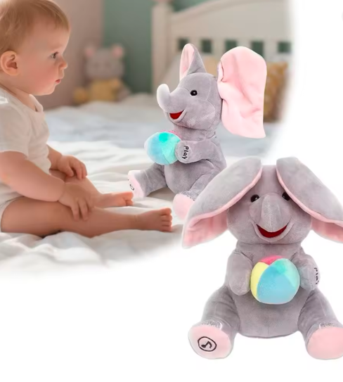 Éléphant cache-cache en peluche