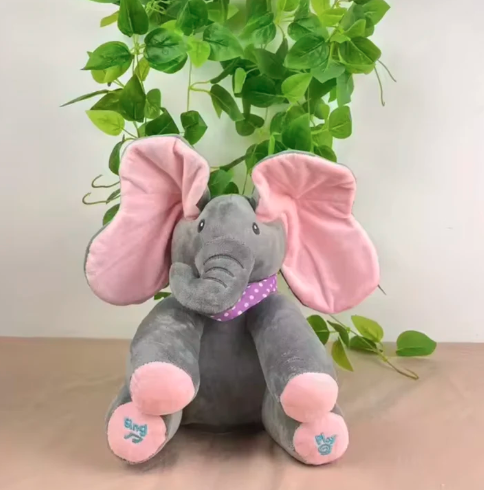 Éléphant cache-cache en peluche
