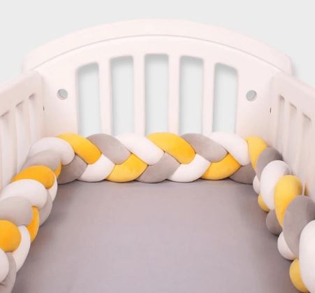 Tresse de lit gris blanc jaune - Surface Bébé